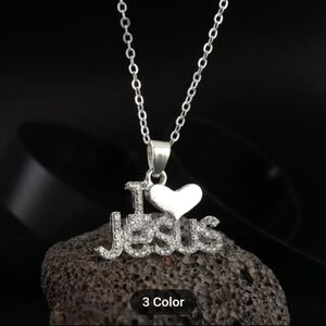 New I Love JESUS Necklace Silver